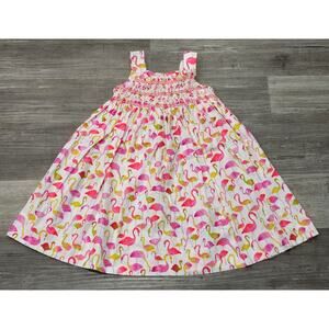 Anavini Hand Smocked Pink Flamingo Girl's Dress